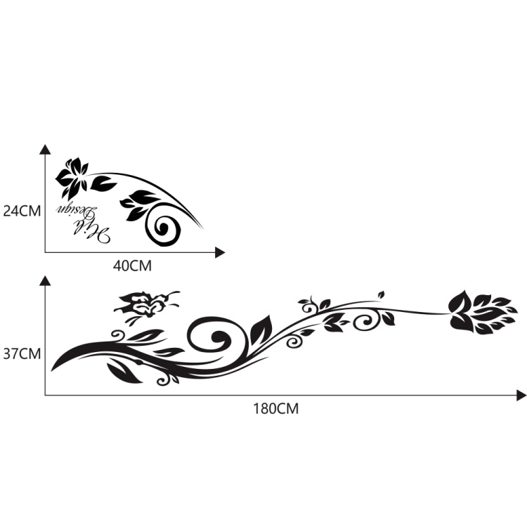 2 PCS/Set D-251 Butterfly Love Flowers Pattern Car Modified Decorative Sticker, D-251