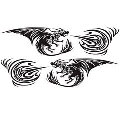 2 PCS/Set D-498 Pterosaur Spitfire Pattern Car Modified Decorative Sticker, D-498