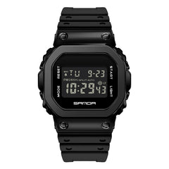SANDA 2126 Tempered Mirror Luminous Waterproof Dual Display Electronic Watch