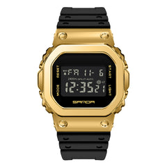 SANDA 2126 Tempered Mirror Luminous Waterproof Dual Display Electronic Watch