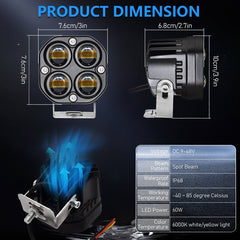 Car 3 inch Continuous Two-color Spotlight 20W / 2000LM / DC9-30V, Two-color Spotlight