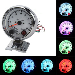Car Modified 7 Background Lights Tachometer 0-8000RPM for 4/6/8 Cylinder Engines, 7 Background Lights Tachometer