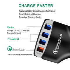 KC08 4 in 1 Cigarette Lighter Conversion Plug Multi-function USB Car Fast Charger, KC08 (Black), KC08 (White)