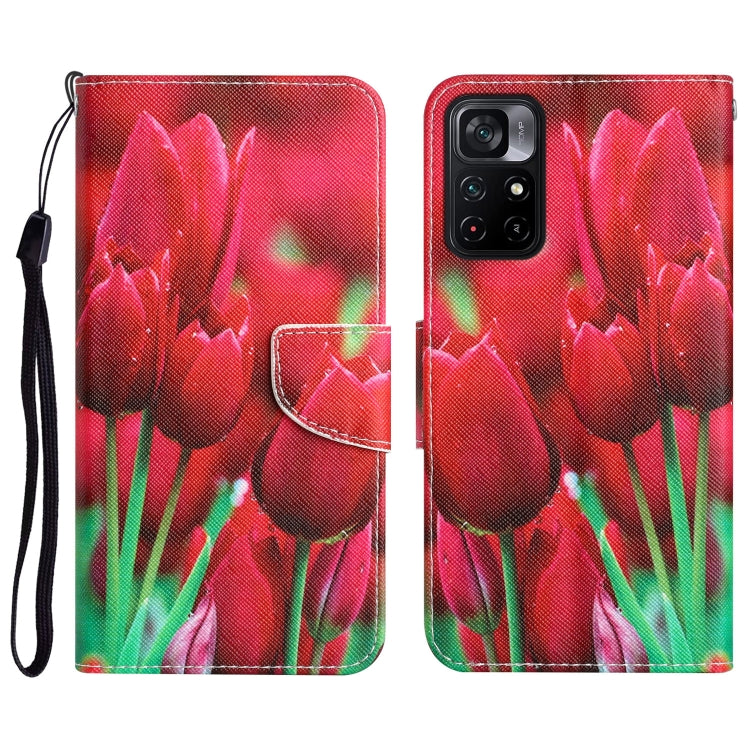 Colored Drawing Leather Phone Case, For Xiaomi Poco M4 Pro 5G