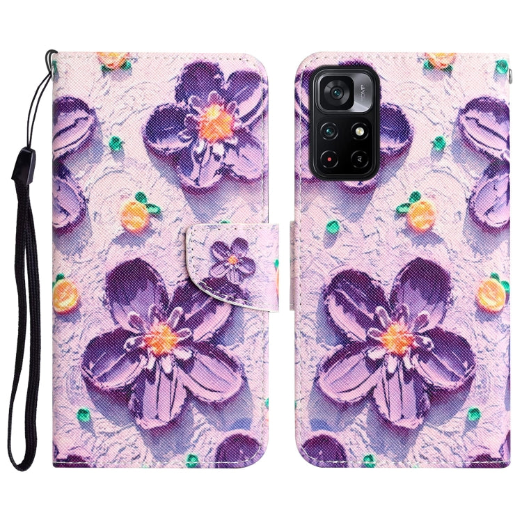 Colored Drawing Leather Phone Case, For Xiaomi Poco M4 Pro 5G