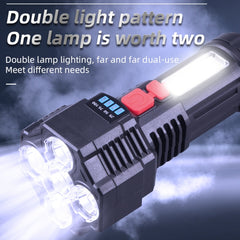 Strong Bright 5 Core LED Flashlight USB Rechargeable Powerful Torch, F-T25