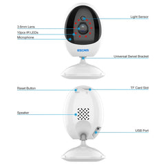 ESCAM QF006 3MP 1296P HD Indoor Wireless PTZ IP Camera IR Night Vision AI Humanoid Detection Home Security CCTV Monitor, AU Plug, UK Plug, EU Plug, US Plug