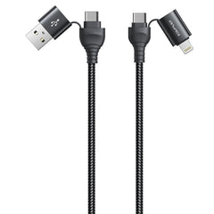awei CL-126 1.2m 4 in 1 USB to USB-C / Type-C to 8Pin Data Fast Charging Cable, CL-126(Black), CL-126(Blue)
