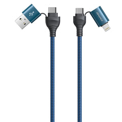 awei CL-126 1.2m 4 in 1 USB to USB-C / Type-C to 8Pin Data Fast Charging Cable, CL-126(Black), CL-126(Blue)