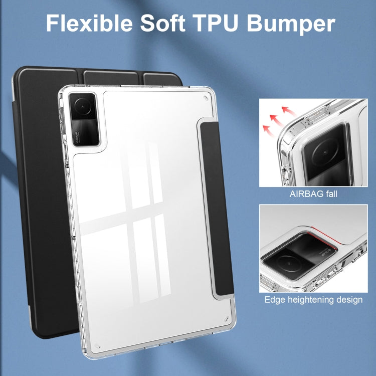 3-Fold Clear Back Cover Leather Smart Tablet Case, For Xiaomi Redmi Pad 10.6