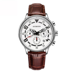 Multifunctional Quartz Men Leather Watch, Ochstin 6050B