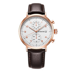 Multifunctional Quartz Waterproof Men Leather Watch, OCHSTIN 6076C