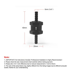 Car  Aluminium Alloy Fuel Petrol One Way Non Return Check Valve, 6mm Black, 8mm Black, 10mm Black, 12mm Black