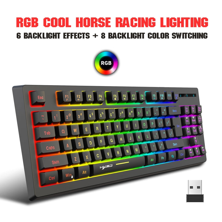 HXSJ L100 87 Keys RGB Backlit Film 2.4G Wireless Keyboard