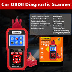 KONNWEI KW880 3 in 1 Car OBD2 Fault Diagnosis + Battery Tester + Battery Match Reset, BK880