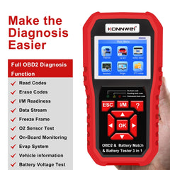 KONNWEI KW880 3 in 1 Car OBD2 Fault Diagnosis + Battery Tester + Battery Match Reset, BK880