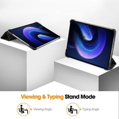 Custer Texture 3-Fold Holder Leather Smart Tablet Case, For Xiaomi Pad 6 / 6 Pro