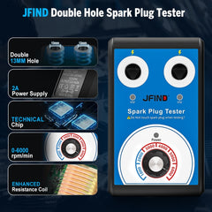 JFIND JF109 Car Double Hole Spark Plug Tester, JF109 (EU Plug)