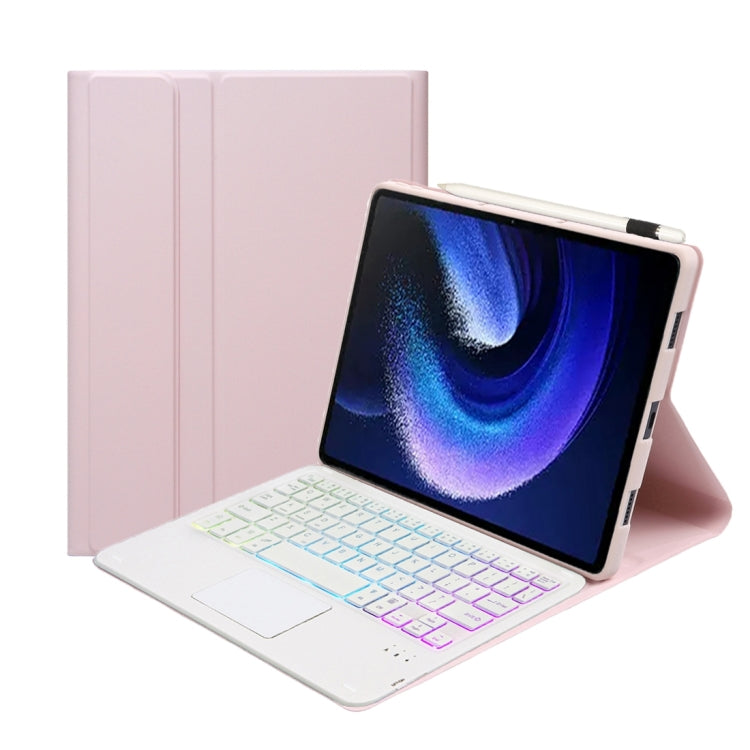 A0N7-AS Lambskin Texture Ultra-thin Backlight Bluetooth Keyboard Leather Case with Touchpad, A0N7-AS
