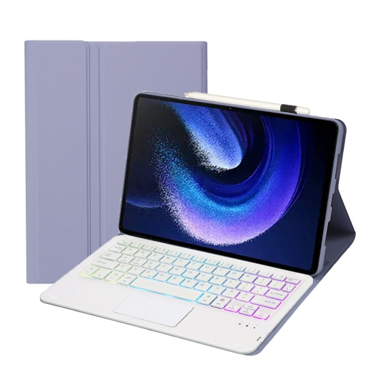 A0N7-AS Lambskin Texture Ultra-thin Backlight Bluetooth Keyboard Leather Case with Touchpad, A0N7-AS