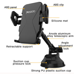 Yesido C40 Car Foldable 360 Degree Rotation Automatic Clip Phone Holder, C40