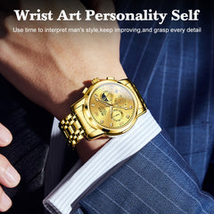OLEVS 2889 Men Multifunctional Luminous Waterproof Quartz Watch