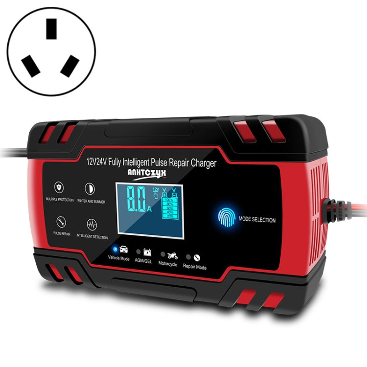 ANHTCzyx 12V 8A  / 24V 4A Automobile Battery Charger Motorcycle Battery Repair Type AGM, US Plug (Red), EU Plug (Red), UK Plug (Red), AU Plug (Red)