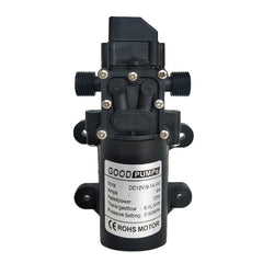 12V 70W Self-priming Pump High Pressure Car Washing Intelligent Diaphragm Right Out Water Pump, Double Thread (Double Flat Mouth 18mm)