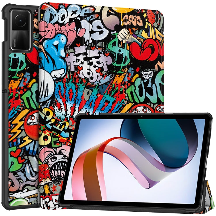Custer Painted 3-Fold Holder Smart Leather Tablet Case, For Xiaomi Redmi Pad SE