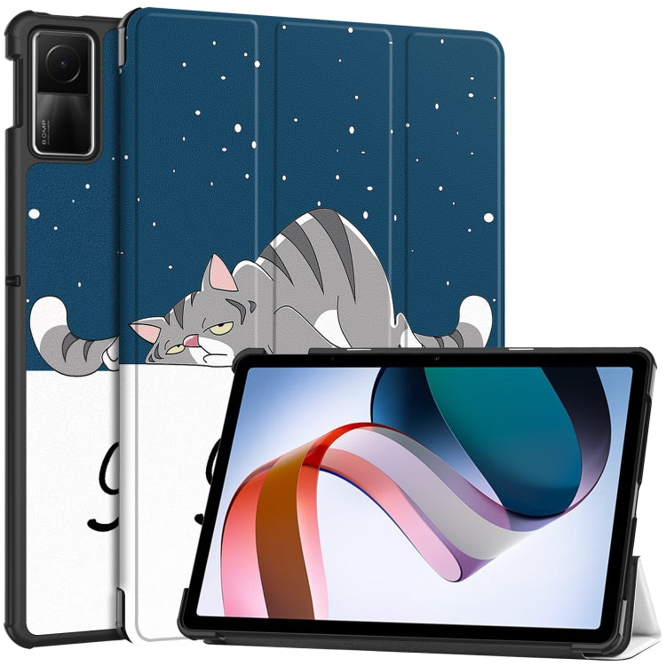 Custer Painted 3-Fold Holder Smart Leather Tablet Case, For Xiaomi Redmi Pad SE