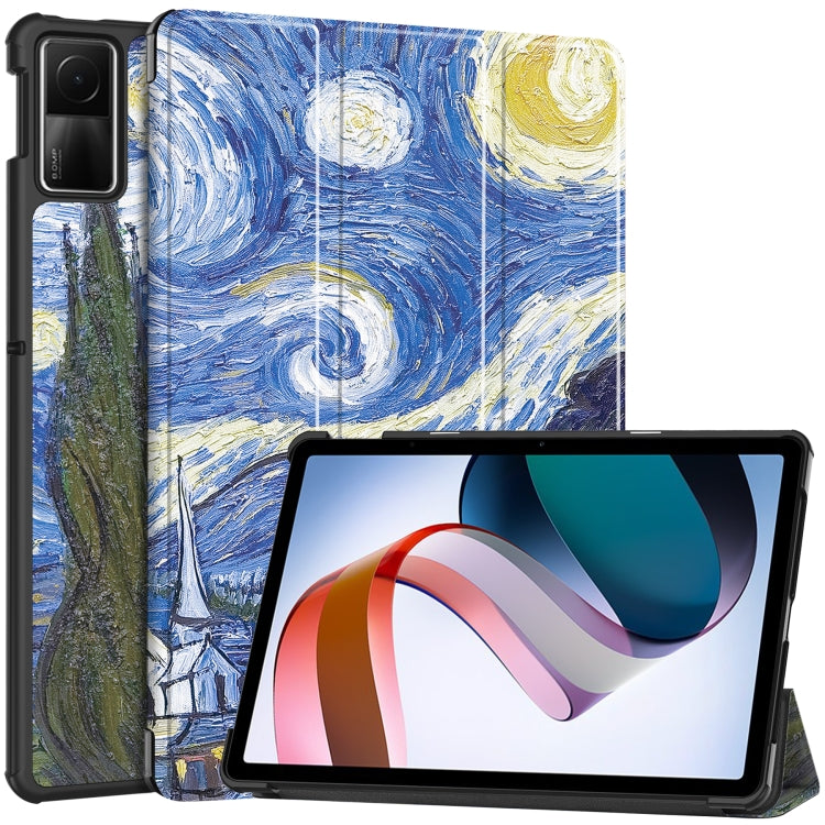 Custer Painted 3-Fold Holder Smart Leather Tablet Case, For Xiaomi Redmi Pad SE
