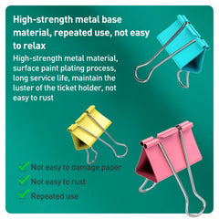 Deli 8556ES60pcs / Box Colorful Binder Clip Bill Clip Dovetail Clip Metal Iron Bill Clip, 15mm x 60pcs / Box, 19mm x 40pcs / Box