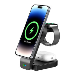 B-23 3 in 1 Foldable Magnetic Wireless Charger Phone Holder, EU Plug, US Plug, UK Plug, AU Plug