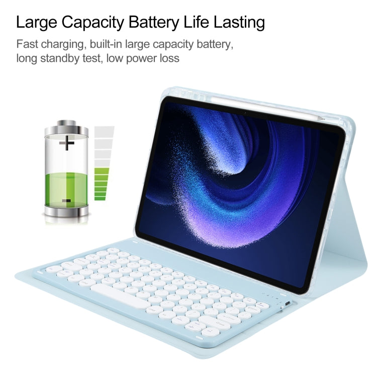 Round Button Bluetooth Keyboard Rotatable Holder Leather Case, Round Button