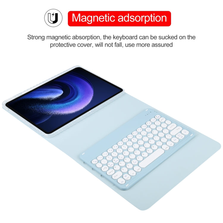 Round Button Bluetooth Keyboard Rotatable Holder Leather Case, Round Button
