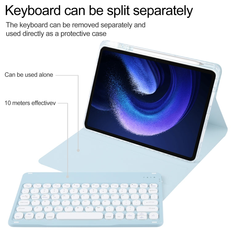 Round Button Bluetooth Keyboard Rotatable Holder Leather Case, Round Button