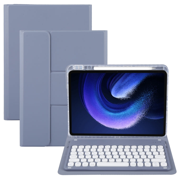 Round Button Bluetooth Keyboard Rotatable Holder Leather Case, Round Button