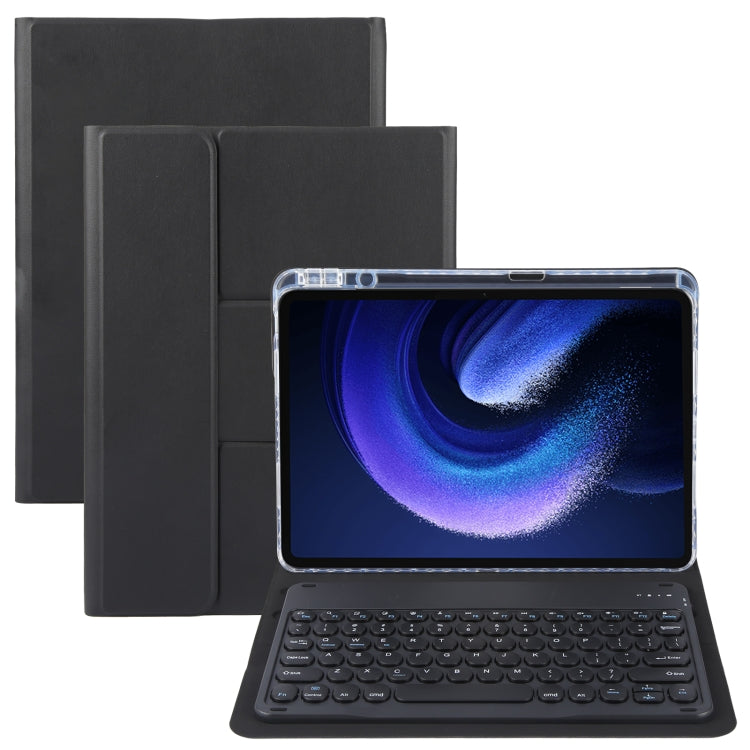 Round Button Bluetooth Keyboard Rotatable Holder Leather Case, Round Button