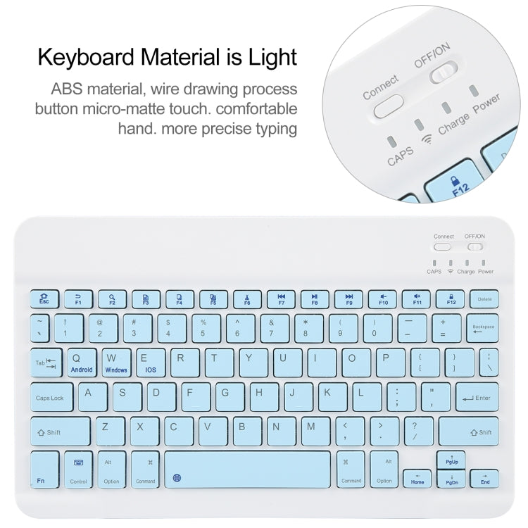 Square Button Bluetooth Keyboard Rotatable Holder Leather Case, Square Button