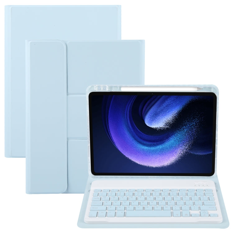 Square Button Backlight Bluetooth Keyboard Rotatable Holder Leather Case, Square Button Backlight