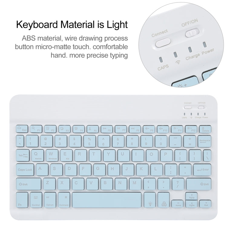 Square Button Backlight Bluetooth Keyboard Rotatable Holder Leather Case, Square Button Backlight