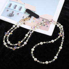 Mobile Phone Anti-lost Long Chain Flash Diamond Pearl Crossbody Lanyard