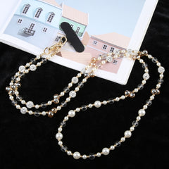 Mobile Phone Anti-lost Long Chain Flash Diamond Pearl Crossbody Lanyard