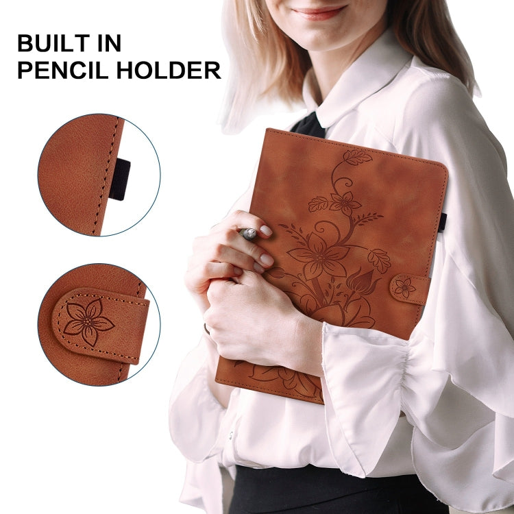 Lily Embossed Leather Smart Tablet Case, For iPad Air 13 2026 / 2025 / 2024, For iPad Air 11 2026 / 2025 / 2024