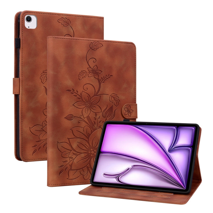 Lily Embossed Leather Smart Tablet Case, For iPad Air 13 2026 / 2025 / 2024, For iPad Air 11 2026 / 2025 / 2024