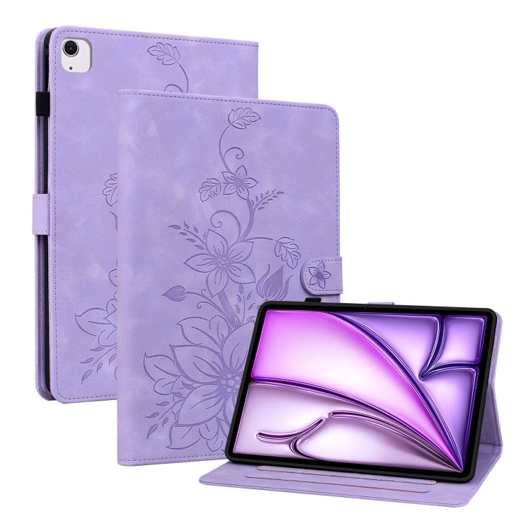 Lily Embossed Leather Smart Tablet Case, For iPad Air 13 2026 / 2025 / 2024, For iPad Air 11 2026 / 2025 / 2024