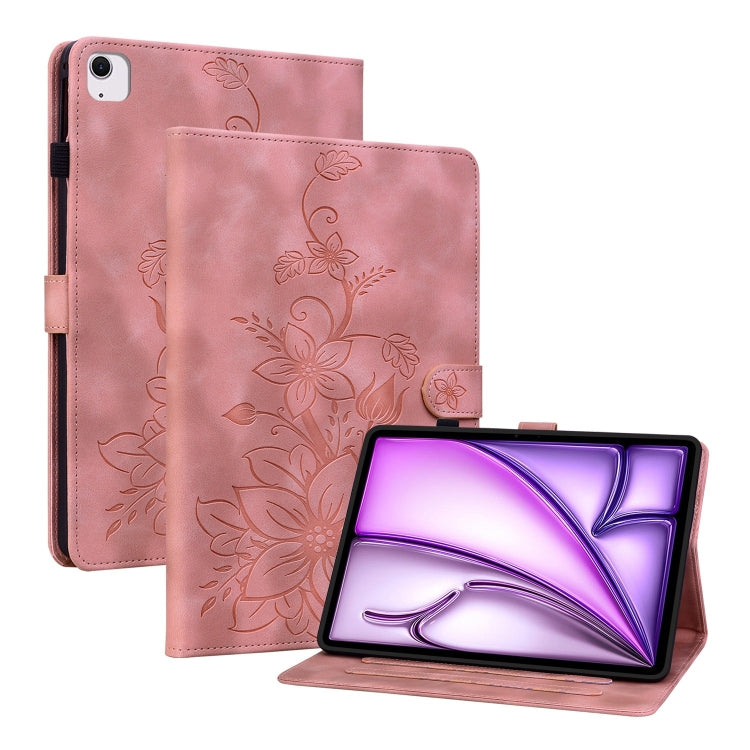 Lily Embossed Leather Smart Tablet Case, For iPad Air 13 2026 / 2025 / 2024, For iPad Air 11 2026 / 2025 / 2024