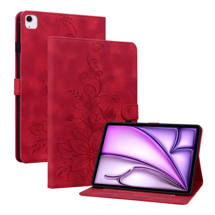 Lily Embossed Leather Smart Tablet Case, For iPad Air 13 2026 / 2025 / 2024, For iPad Air 11 2026 / 2025 / 2024
