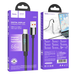hoco U125 Benefit 1.2m 5A USB to Type-C Fast Charging Data Cable with Display, 6942007611916
