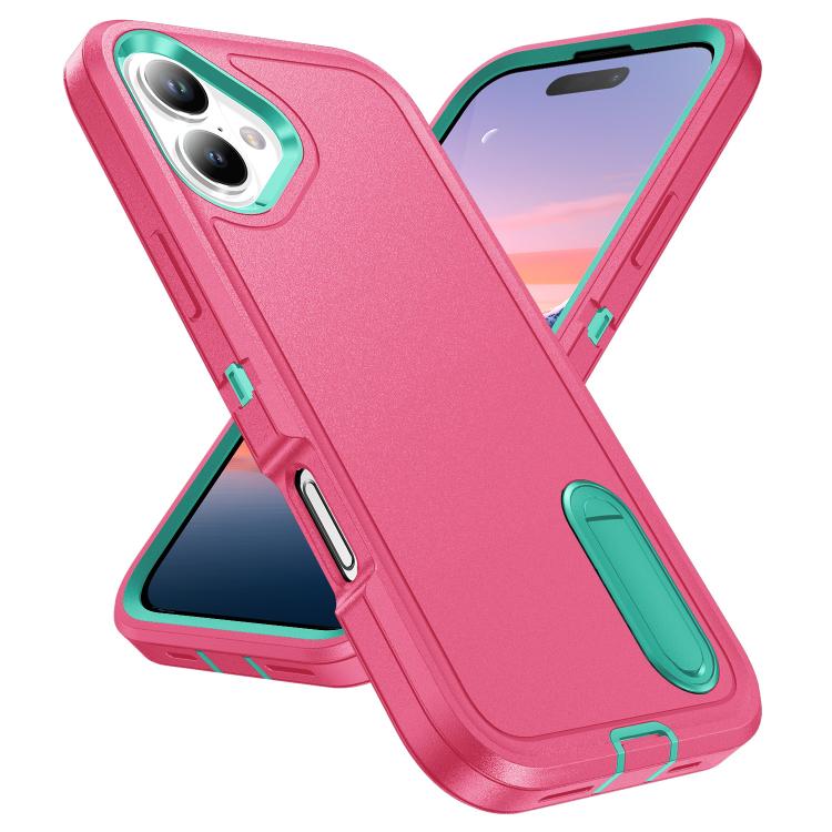 Rugged PC + Silicone Phone Case with Holder, For iPhone 17